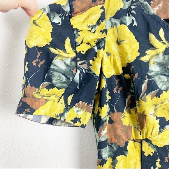 Sea New York Ella Puff Short Sleeve Floral Mini Dress Yellow Green Size 2 Party - Picture 4 of 6